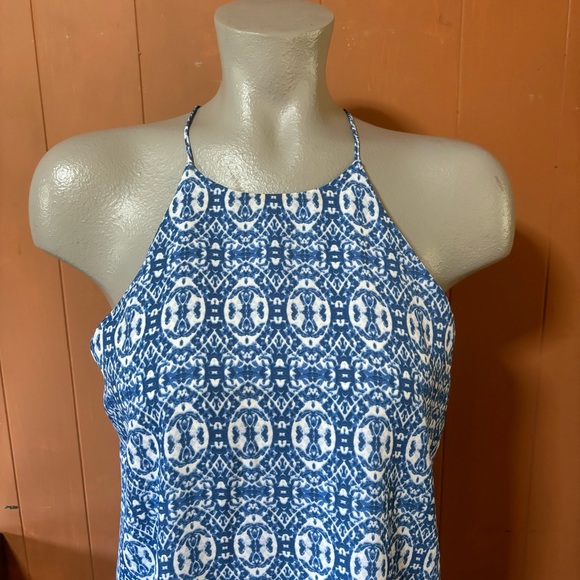 Paper Crane Blue & White Print Sleeveless Tank Top S - Picture 4 of 6